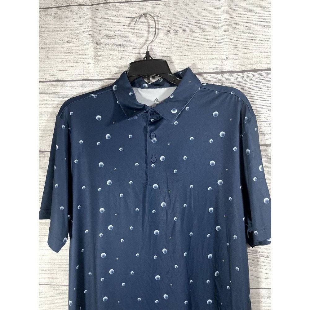 Adidas Men's M Blue Polka Dot Stretch Polo *New with Tags*